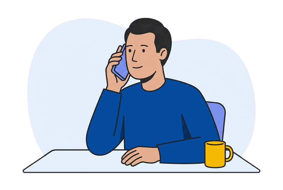 Someone at home taking a call about their claim